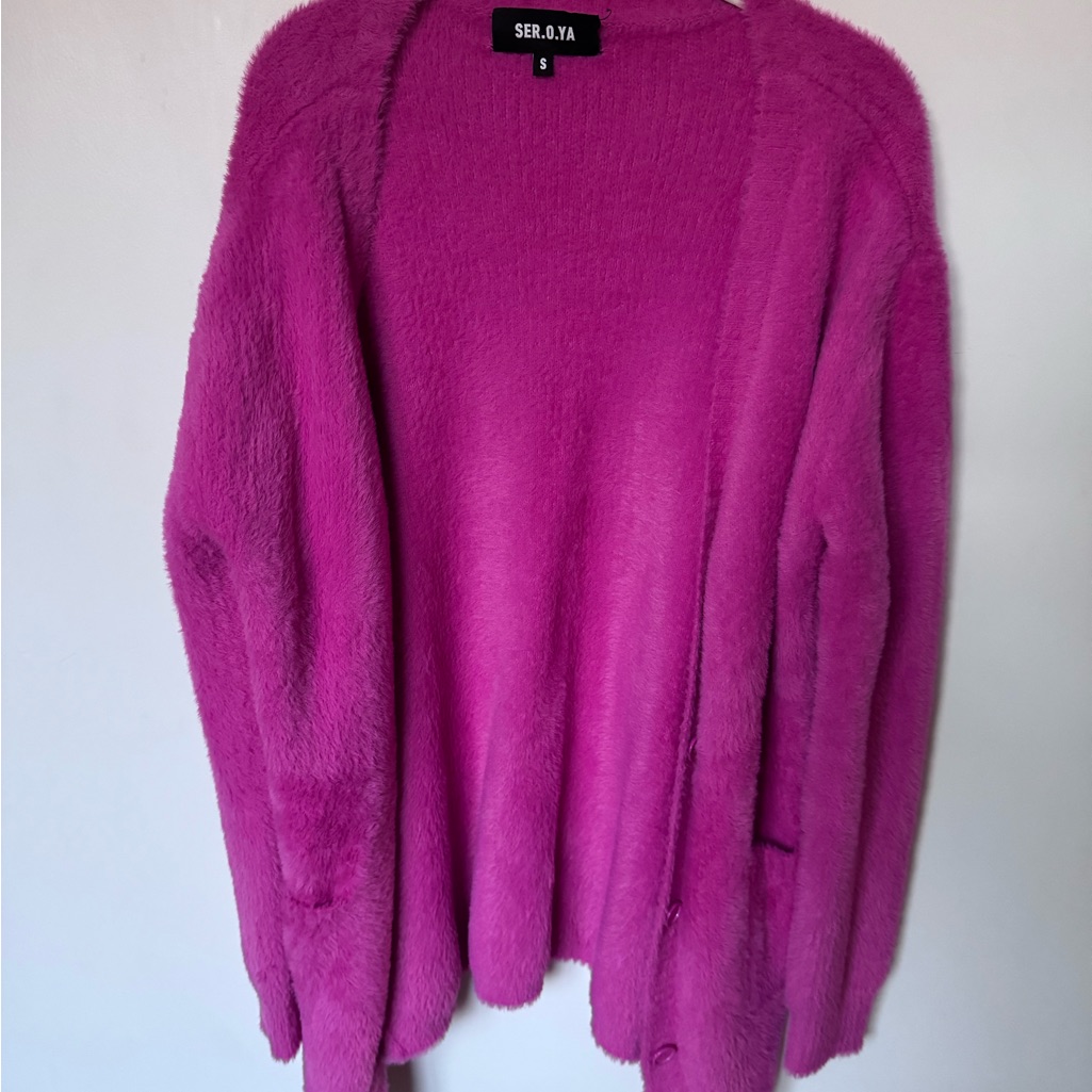 Ser.O.Ya Pink Cardigan Sweater Cozy Knit